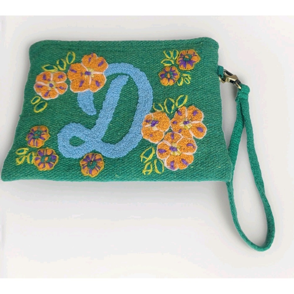Jenny Krauss‎ Embroidered Monogrammed Cursive D Zippered Pouch